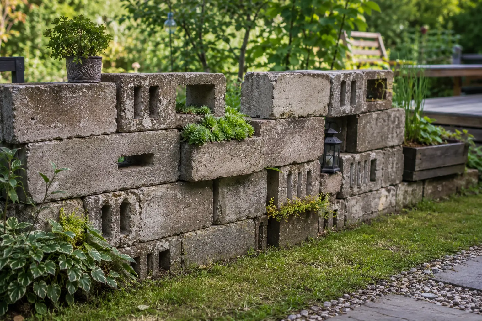 jak wykorzystać pustaki w ogrodzie